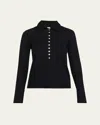 Vince Long-sleeve Fine Wool Buttoned Top In Black