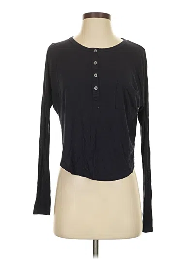 Pre-owned Vince Long Sleeve Henley Shirt In Black