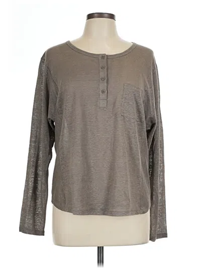 Pre-owned Vince Long Sleeve Henley Shirt In Gray