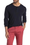 Vince Long Sleeve Henley T-shirt In Blue