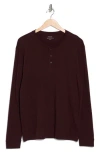 Vince Long Sleeve Henley T-shirt In Pinot Vino