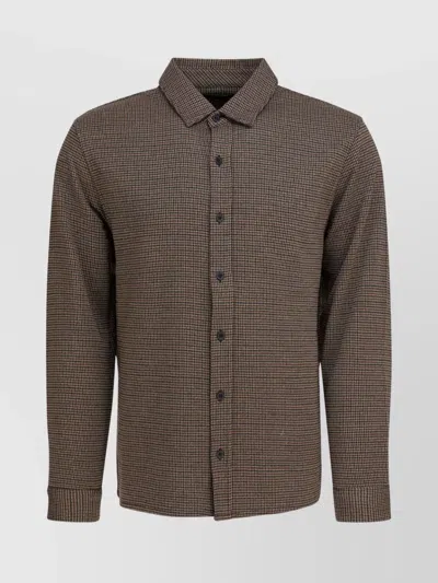 VINCE LONG SLEEVE HOUNDSTOOTH PATTERNED SHIRTS