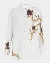 Vince Iris Button-up Shirt In Plcd Black Iris Bttn Dwn Shirt