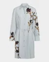 Vince Floral-print Cotton-poplin Mini Shirt Dress In Salt Glass/blk Iris