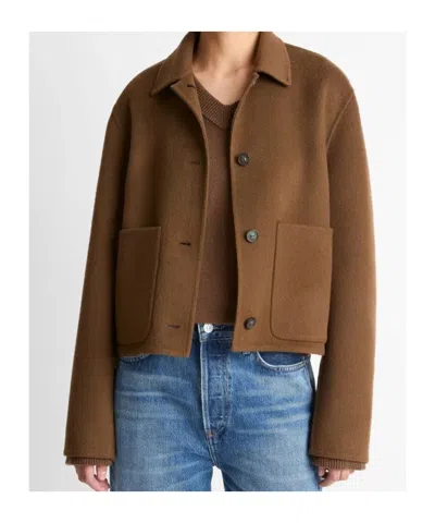 Vince Long Sleeve Jacket In Brown