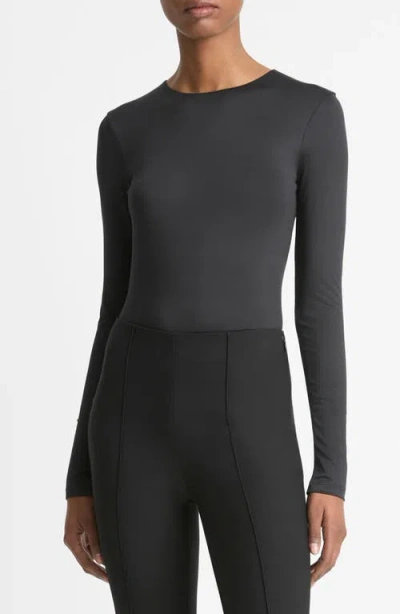 Vince Long Sleeve Knit Top In Black