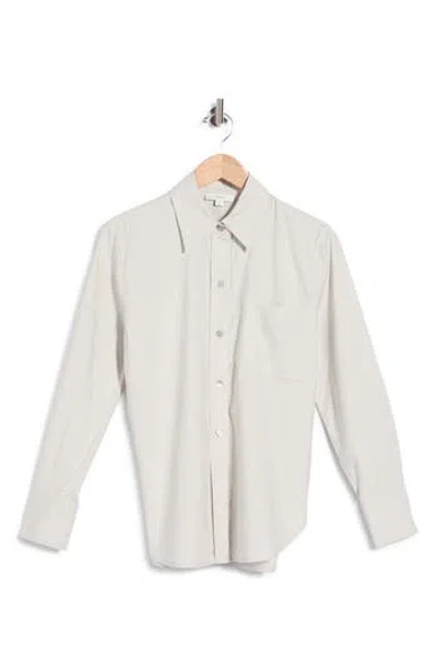 Vince Long Sleeve Linen Blend Button-up Shirt In Nude