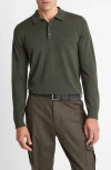 Vince Long Sleeve Merino Wool Polo In Gold