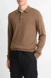 Vince Men's Merino Long-sleeve Polo Shirt In Lt Vicuna