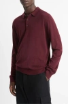 Vince Men's Merino Long-sleeve Polo Shirt In Malbec