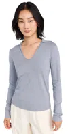 Vince Long Sleeve Open Neck Polo Harbor In Harbor
