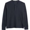 Vince Long Sleeve Slub Henley In Coastal