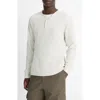 Vince Long Sleeve Pima Cotton Henley In Heather Baja Sand