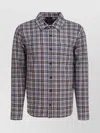 Vince Long Sleeve Plaid Shirt With Button-down Collar In Blue