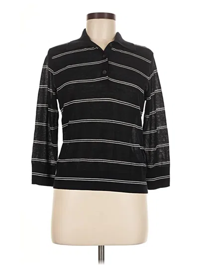 Pre-owned Vince Long Sleeve Polo Shirt In Black