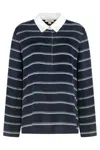 Vince Long-sleeve Stripe Silk Rugby Shirt In Blue