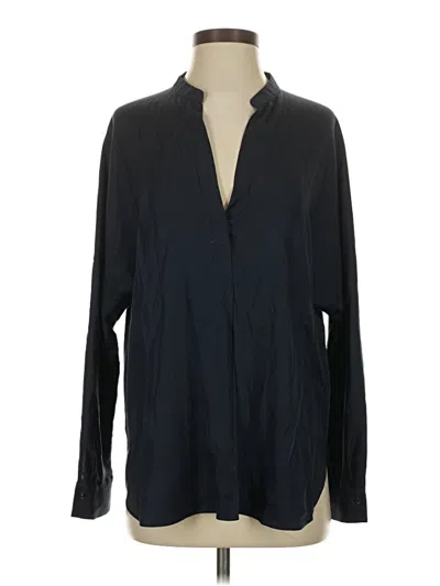 Pre-owned Vince Long Sleeve Polo Shirt In Blue