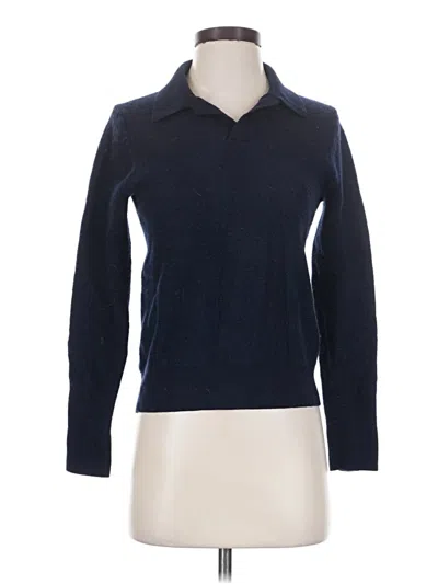 Pre-owned Vince Long Sleeve Polo Shirt In Blue