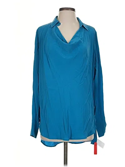 Pre-owned Vince Long Sleeve Polo Shirt In Blue