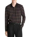 Vince Striped Long Sleeve Jersey Polo In Multi