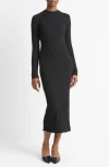 Vince Ribbed Long Sleeve Midi Dress