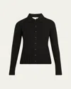 Vince Long-sleeve Ribbed Button-front Top In Black