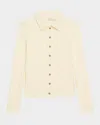 Vince Long-sleeve Ribbed Button-front Top In Vanille