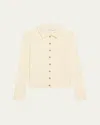 Vince Long-sleeve Ribbed Button-front Top In Vanille