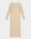 Vince Long-sleeve Ribbed Midi Dress In Dk Jade Water Combo