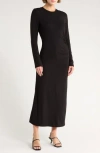 Vince Long Sleeve Ruched Dress In Black