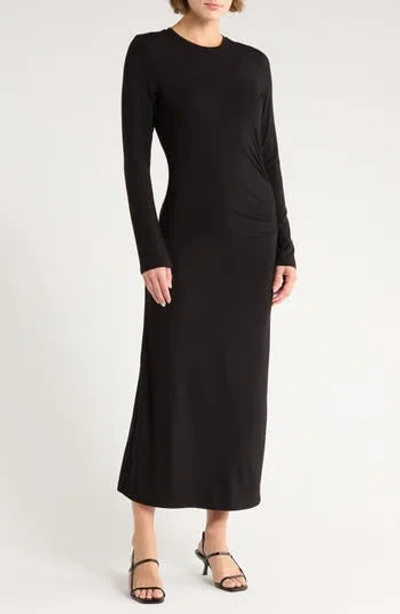 Vince Long Sleeve Ruched Dress In Black