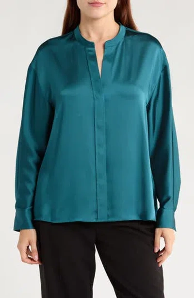 Vince Long Sleeve Satin Button-up Shirt
