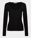 Vince Long-sleeve Scoop-neck Tee In Black