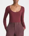 Vince Scoop Neck Long-sleeved T-shirt In Black Rose