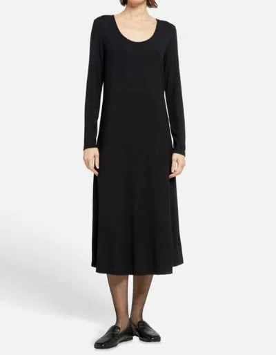 Vince Long Sleeve Scoopneck Midi Dress In Black