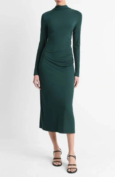 VINCE VINCE LONG SLEEVE SILK KNIT MIDI DRESS