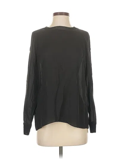 Pre-owned Vince Long Sleeve Silk Top Black Crew Neck Tops