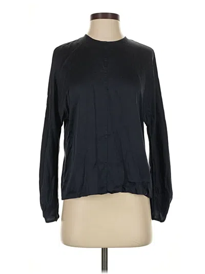 Pre-owned Vince Long Sleeve Silk Top Black Mock Neckline Tops