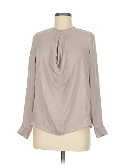 Pre-owned Vince Long Sleeve Silk Top Gray Cowl Neck Tops