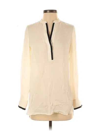 Pre-owned Vince Long Sleeve Silk Top Ivory Keyhole Neckline Tops In White