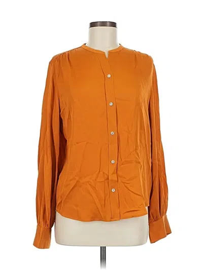 Pre-owned Vince Long Sleeve Silk Top Orange Tops