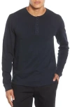 Vince Long Sleeve Slub Henley In Coastal