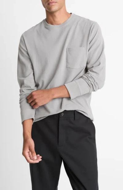 Vince Long Sleeve Sueded Jersey Top In Gray