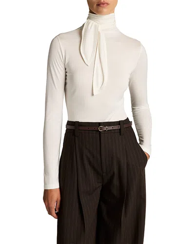 Vince Tie-neck Long-sleeve Sweater In White