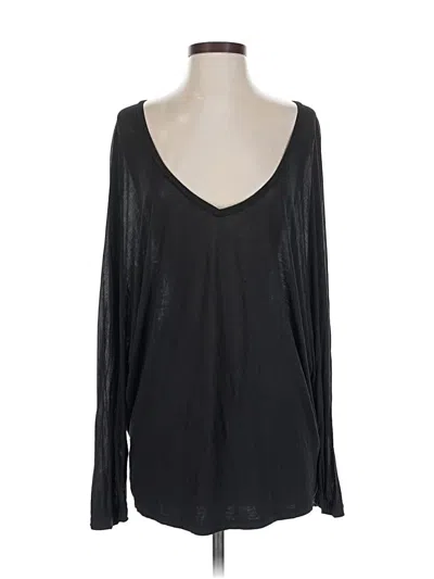 Pre-owned Vince Long Sleeve Top Black Plunge Neckline Tops