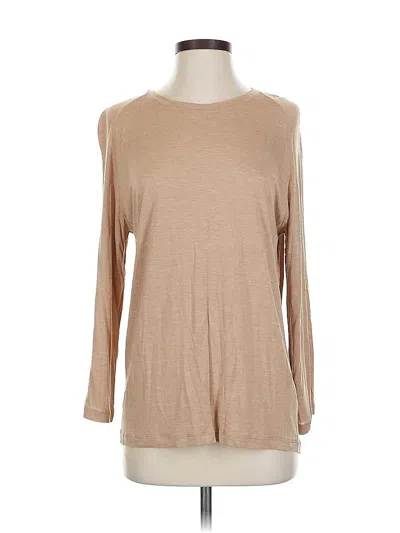 Pre-owned Vince Long Sleeve Top Tan Cold Shoulder Neckline Tops In Brown