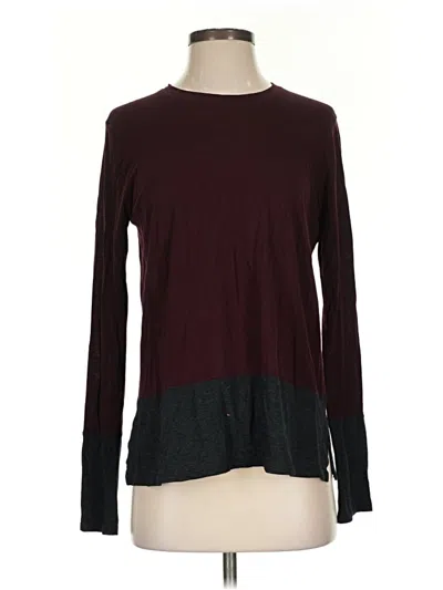 Pre-owned Vince Long Sleeve T-shirt In Burgundy