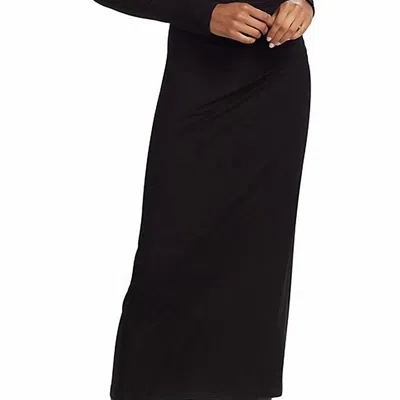 Vince Long Sleeve Turtle Neck Ruched Midi Dress In Black