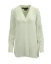 Vince Long Sleeve V-neck Blouse In White Rayon In White
