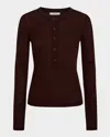 Vince Long-sleeve Wool Henley Top In Cherry Night